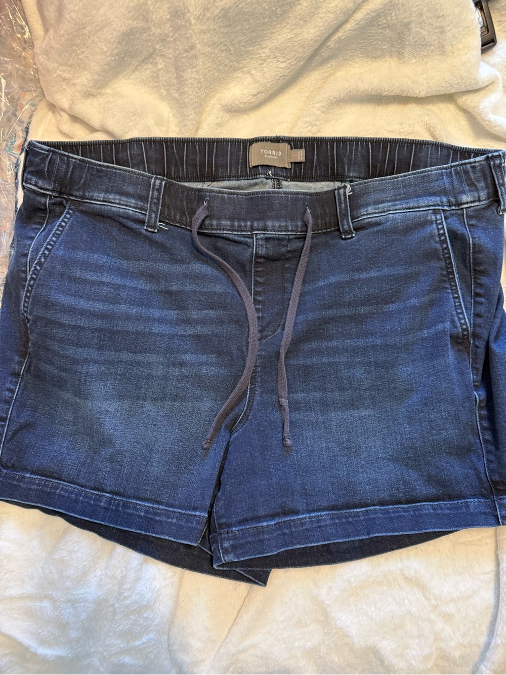torrid indigo drawstring denim shorts